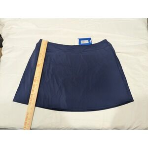 Hilor Swim Skirt Navy Blue Nylon Spandex Built-in Brief‎ Size 16